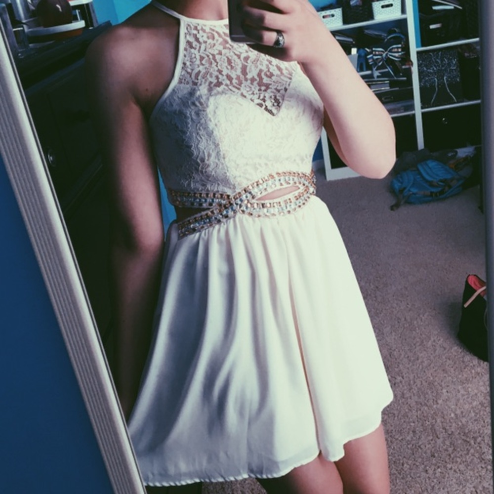 ivory prom dress